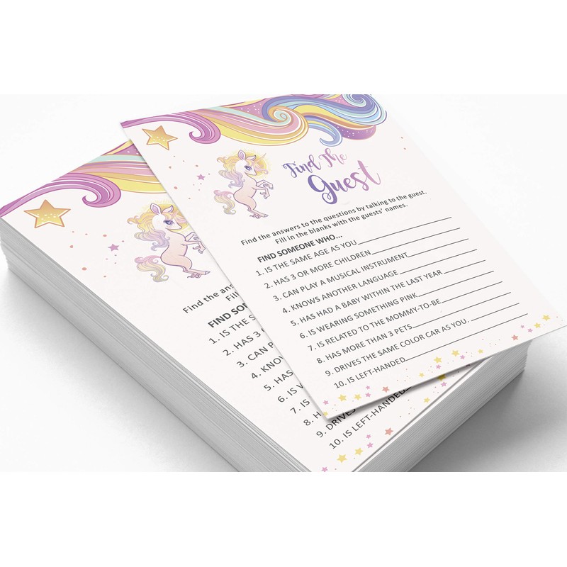Inkdotpot Unicorn Gender Neutral 50 Find The Guest Baby Shower