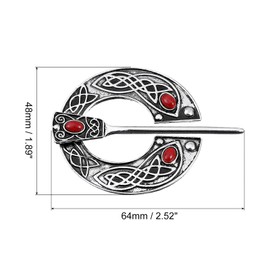 sourcing map Vintage Brooch Cloak Pin, Penannular Brooch Cloak Clasp Scarf Shawl Pin Cardigan Brooch Buckle for Women Men Costume Accessory(Silver)