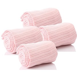 First Steps Cellular Blanket Pram Travel 70x90cm Soft 100% Pure Cotton Machine Washable - Pack of 4 Pink