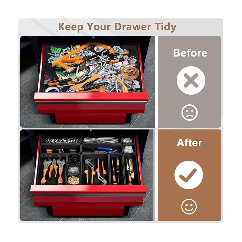 【Upgraded to 6 Size】A-LUGEI Tool Box Organizer,【Fits 100+ Tools】 Black