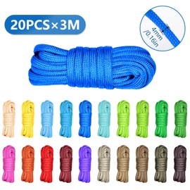 196.8 Feet 20 Colors Paracord Rope, Premium 7-Strand 4mm Para Cord for DIY