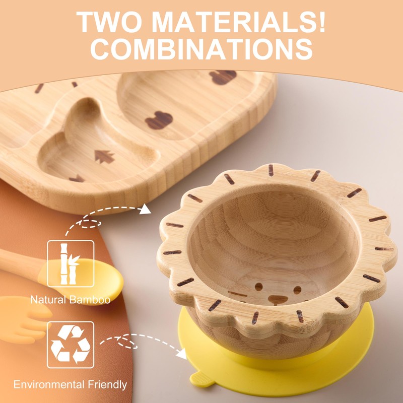 BABY REMEMBER Suction Plates Bowls Set for Baby Toddler Non-Toxic