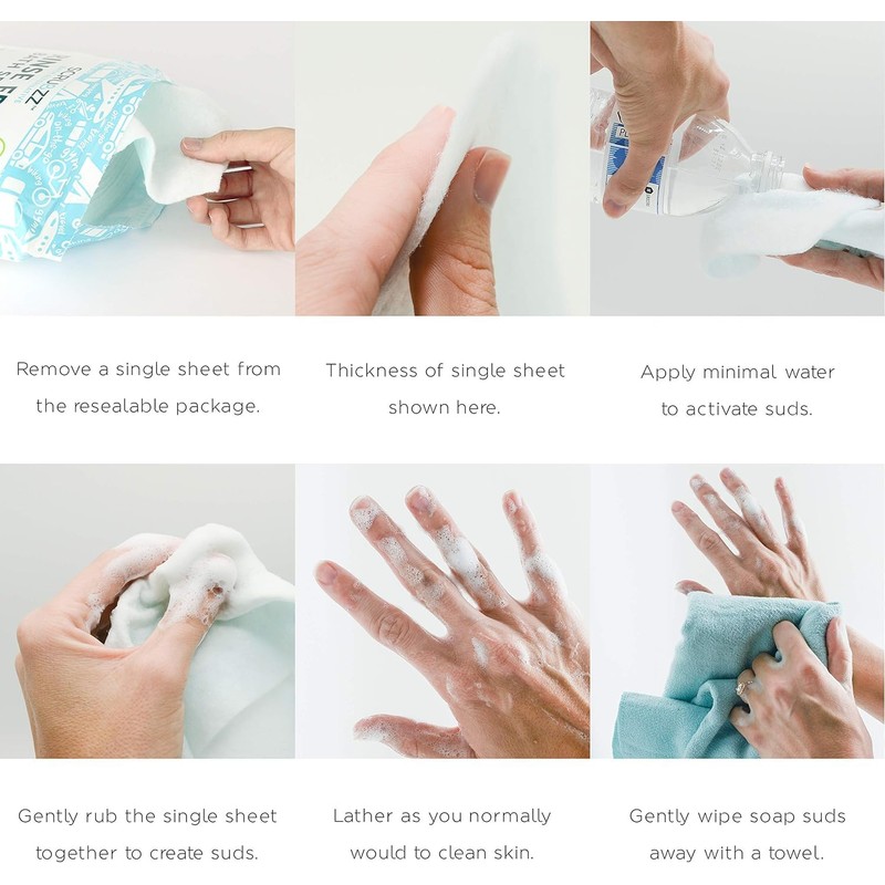 Scrubzz Disposable No Rinse Bathing Wipes for Sensitive Skin -