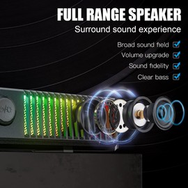 PC Speakers, Smalody Computer Speakers for Desktop Gaming Monitor with Bluetooth/Microphone/Lighting Effect, PC Soundbar for Desktop Wired USB Powered