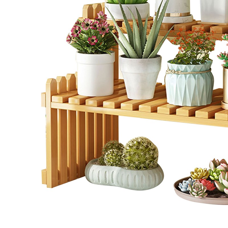 Table Top Bamboo Plant Stand Desktop Flower Shelf Rack for