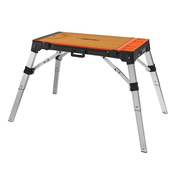 Disston 30146A OmniTable 4 in 1 Portable Workbench Work Table Dolly Scaffold and Creeper Adjustable Height with Folding Legs with Free Blu-MOL Jigsaw Blade Set (E0130146)