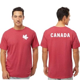 Mens Canada Day Maple Leaf T-Shirt, Custom Handmade Double-Sided Canada Day Tshirt for Men, D (Heather Red, S)