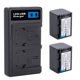 DFTIM 2 Pack NP-FV70 2200mah Battery Compatible for Sony FDR-AX53 FDR-AX700 HDR-CX455/B HDR-CX675/B HDR-CX900 HDR-PJ340 HDR-PJ540 HDR-PJ670/B HDR-PJ810 FDR-AX33/B FDR-AX100 Handycam and Charger Kit