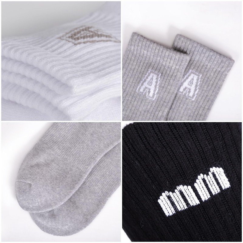 ANT21T Antrop Athletic Crew Socks, 4 Pairs, White Black and