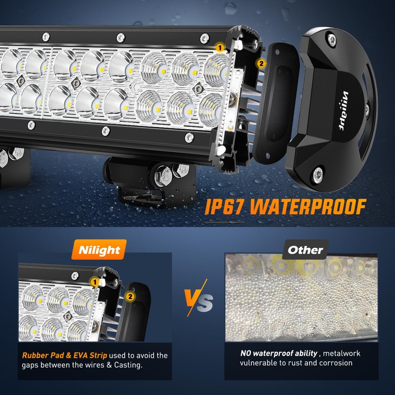 Nilight LED Light Bar 12 Inch 72W Spot Flood Combo