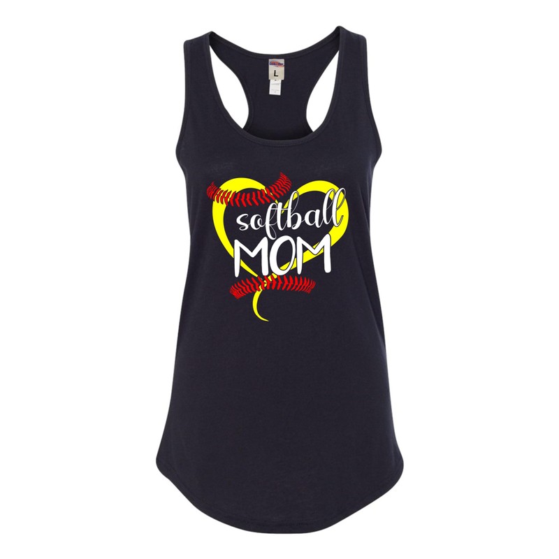 Small Black Women Fitted Softball Mom Mother's Day Sleeveless Tank