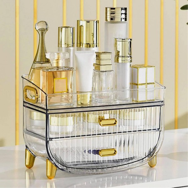 Halyuhn Table Top Clear Makeup Organizer, Acrylic Storage Case with