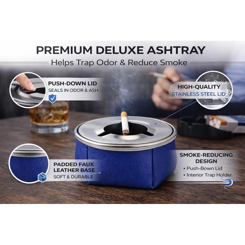 Butt Bat Stainless Windproof Faux Leather Bean Bag Sandbag Ashtray