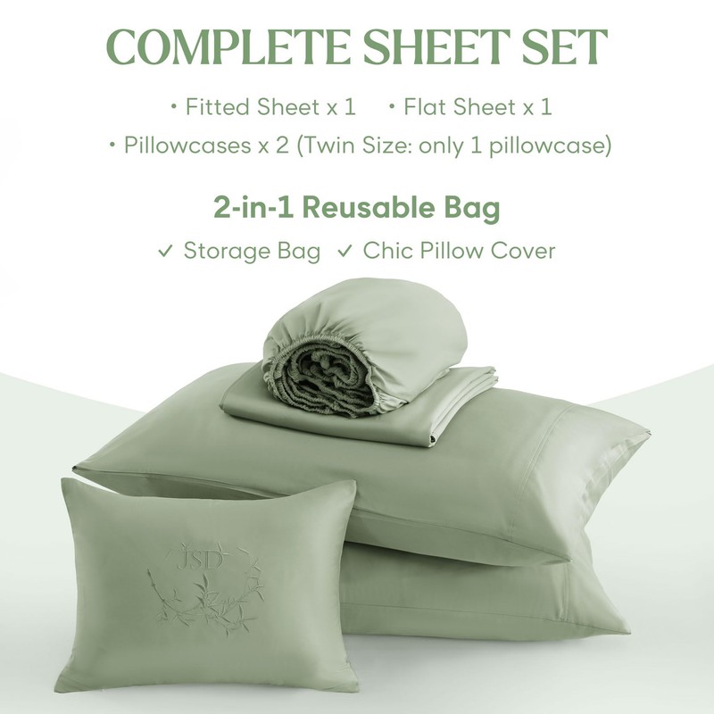 JSD Sage Green 100% Viscose Derived from Bamboo Sheet Set