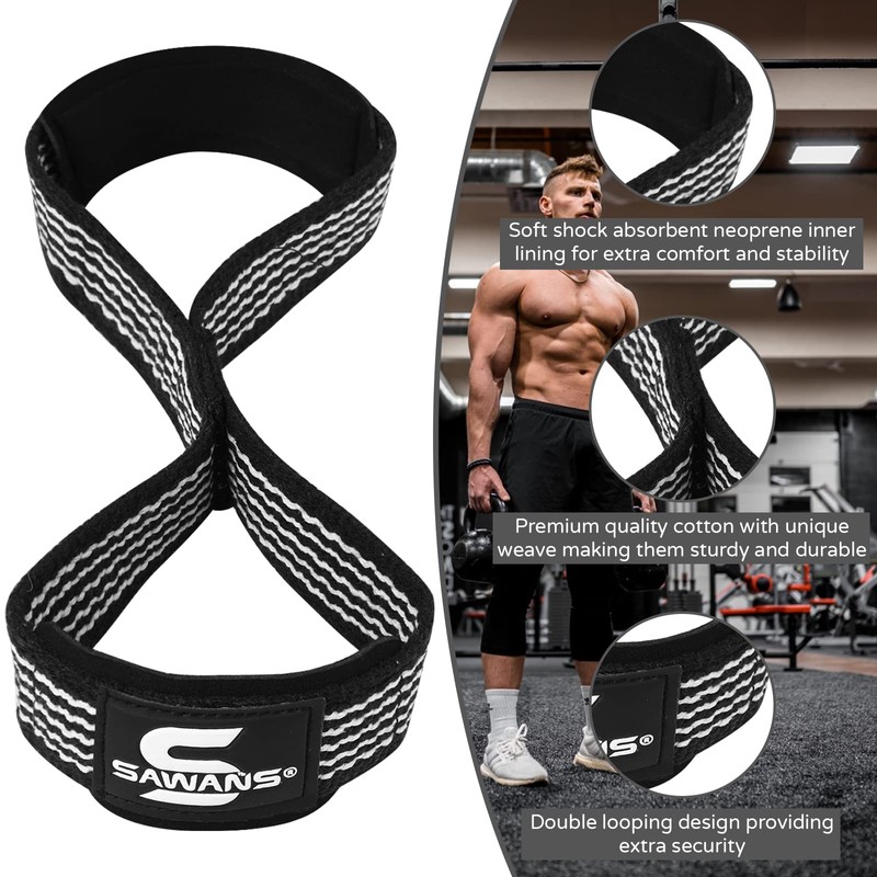 Lifting Straps Padded Grip Figure 8 Wrist Straps Weight Heavy
