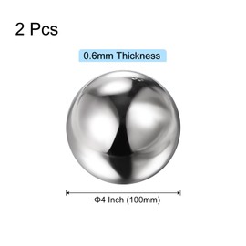 uxcell 2pcs Gazing Ball 4" 100mm Reflective Sphere Polished Hollow Ball, Stainless Steel Gazing Globe Mirror Ball for Home Outdoor Decoration, Silver Tone