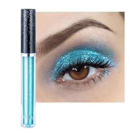 Metallic Liquid Glitter Eyeshadow Stick | Long-Lasting, Quick-Drying, Waterproof Shimmer Highlighter for Smokey & Sparkly Eyes | Beauty Cosmetics Eye Shadow Makeup for Women & Girls - Aqua Blue