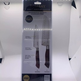 Bombay 5” And 7” Santoku Knives Soft Grip Handles Stainless Steel Blades