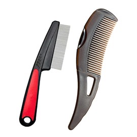 Dandruff Comb Wide Tooth, Stainless Steel Fine Tooth Lice/Psoriasis Scalp Detox Comb for Women, Men & Kids, Professional Portable Sweep/Massage/Clean Shower Brush Tool for Hair Care/Growth (Red)