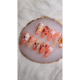[Handmade nail tip] Tea flower - Oval / [수제네일팁] 다화(茶花) - 오발