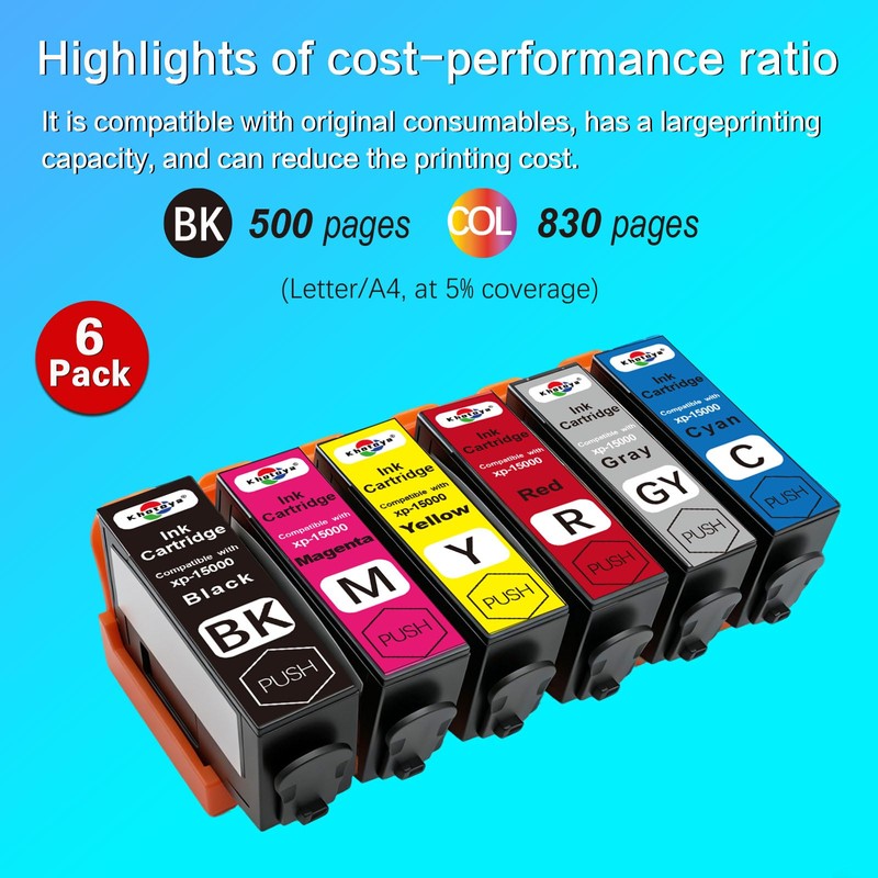 Khotoya xp15000 Ink Cartridge Compatible for 312XL Ink Cartridges 6-Pack