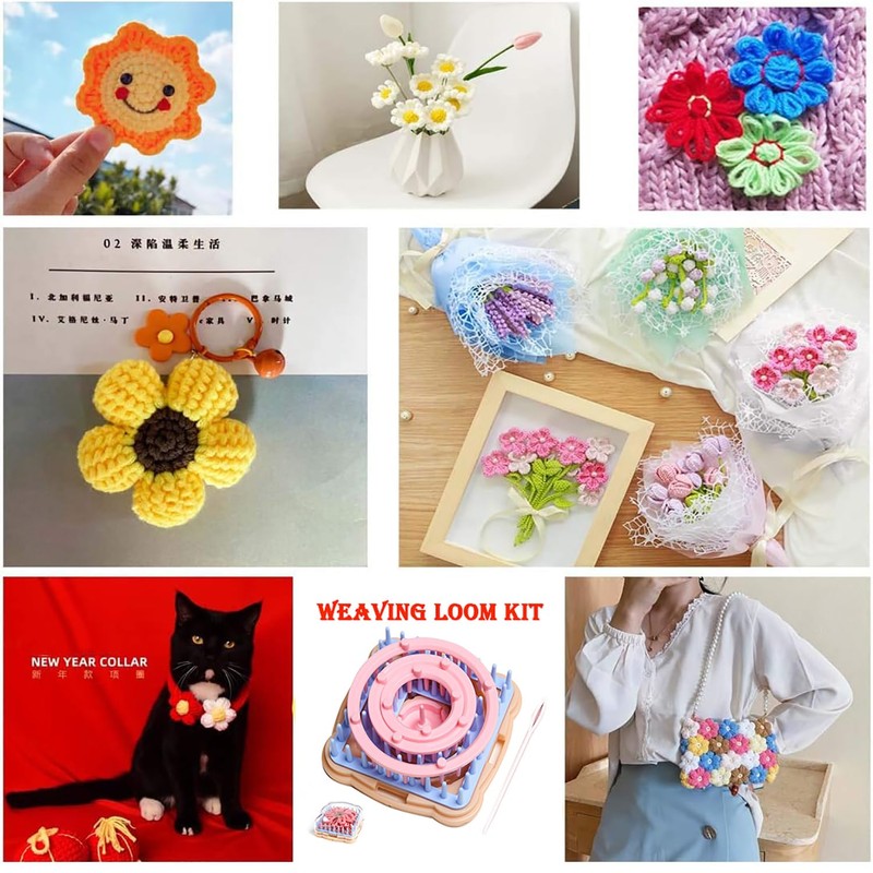 KNEWMART Flower Loom Kit, Loom Device, 8 Pieces, Flower Maker,