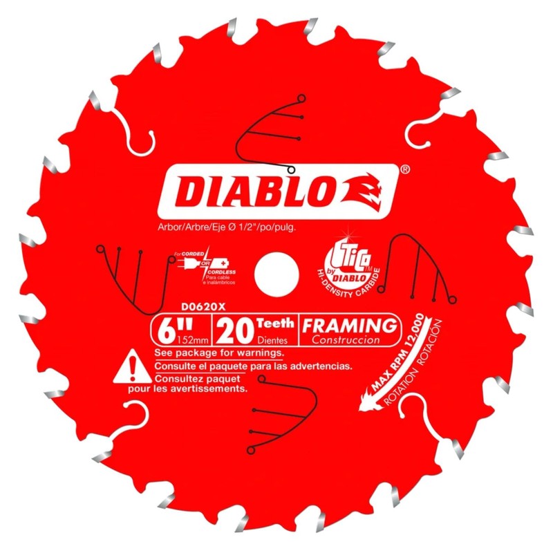 Diablo Framing Saw Blade for Wood - 6" Diameter, 20
