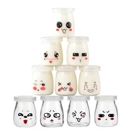 LATRAT 10 Yoghurt Glasses with Lids Small Jars Yoghurt Glasses with Lid Dessert Glasses for Pudding Yoghurt Jam 100 ml