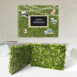 Patio Artificial Grass Wall Greenery 18"x12" (19 PC) Faux Boxwood Panels for Photography Backdrop Wedding Background Privacy Hedge Screen Indoor Outdoor Green Wall Décor
