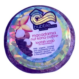 Bubble Shack Hawaii Coconut Loofah Lather Soap (1 Bar, Macadamia Nut Coffee)