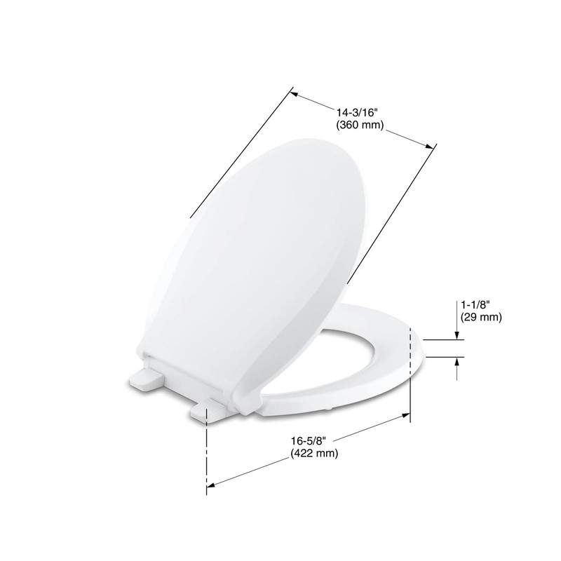 KOHLER K-4639-47 Cachet Round, Grip-Tight Bumpers, Quiet-Close, Quick-Attach Hardware, No