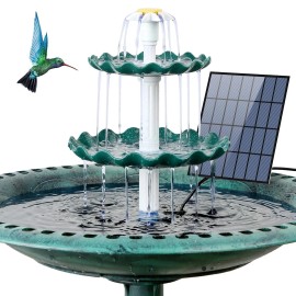 AISITIN 3 Tiered Bird Bath Solar Power Fountain Submersible Floating Water Pump NEW - Green