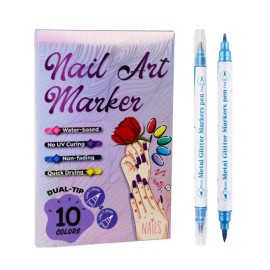 10-Color Acrylic Nail Art Doodle Pen Set, Quick Dry Dotting & Drawing Pens for DIY Manicure, Nail Design Tools for Home & Salon Use, Kids Friendly