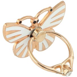 RK TECH Phone Ring Bracket holder, Butterfly Diamond Shape Finger Grip Stand Holder Ring Car Mount Phone Ring Grip Smartphone Ring stent Tablet (Butterfly White)