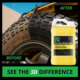 3D Yellow Degreaser – Non-Acid Wheel & Tire Cleaner Spray for Brake Dust, Grime & Tire Dressings – Safe for All Wheels & Whitewalls - 1 Gallon