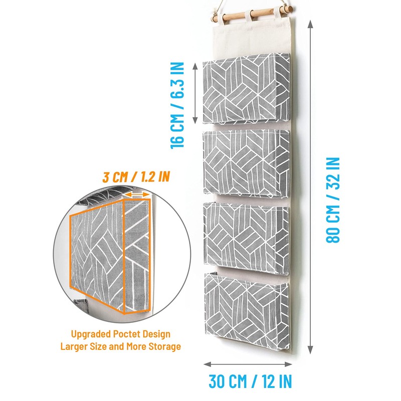 CROWNED 2Pcs Over Door Hanging Storage Bags Wall Mount Closet