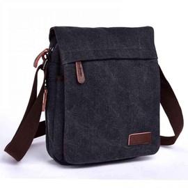 AYES Canvas Messenger Bag Shoulder Bag Laptop Bag Satchel Bag Bookbag Crossbody Bag For Men (Black)