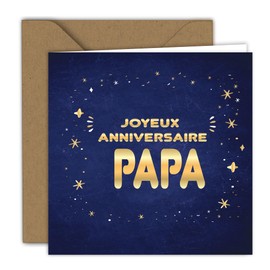Edition Colibri Birthday Greeting Card with Envelope, Happy Birthday Card, Birthday Card for Dad, Father, A6, Blue, Gold