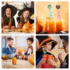 32 PCS Halloween Cartoon Themed Straws,Reusable Plastic Drinks Pumpkin Skull