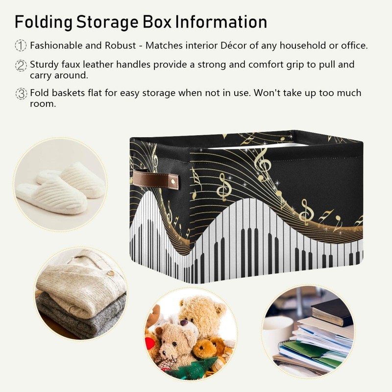 AUUXVA Storage Basket Piano Keyboard Music Note Art Storage Cube