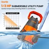 Cleartide Submersible Sump Pump, Smart Water Sensor Auto On/Off, Manual/Auto