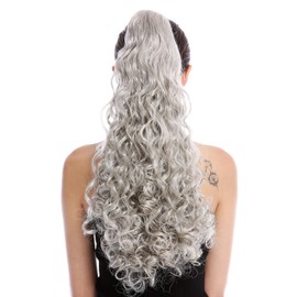 WIG ME UP - 9563B-V-51 Hairpiece Ponytail Long Voluminous Strong Curly Grey Silver Grey