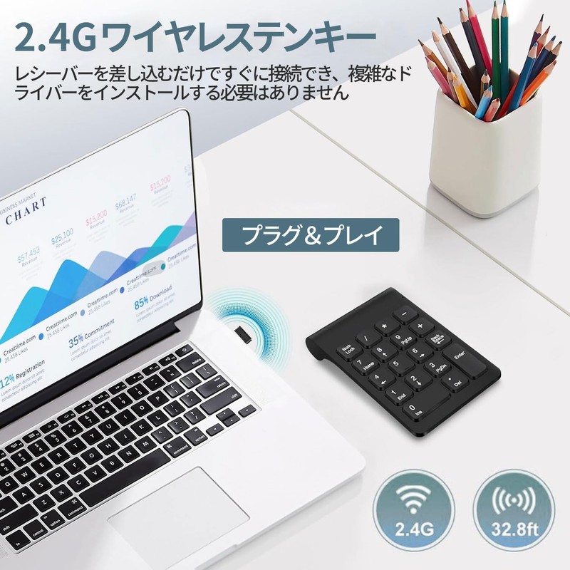 Numeric Keypad Wireless Not Bluetooth Wireless Receiver with Tab Key
