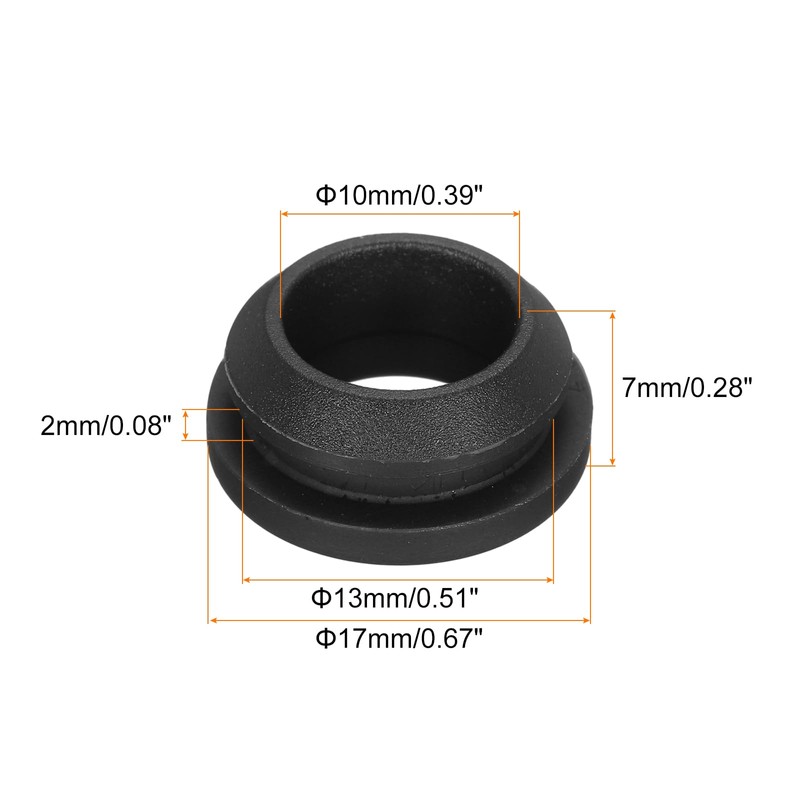sourcing map 10Pcs Snap Rubber Grommet Plug Mount Dia 13mm