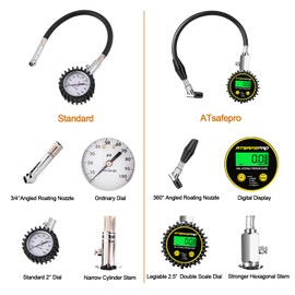 Digital Tire Pressure Gauge,ATsafepro Tire Pressure Gauge with Flexible Hose and Angled Chuck, Tire Pressure Gauge for Cars,Air Pressure Gauge - Professional Accuracy - 200 PSI