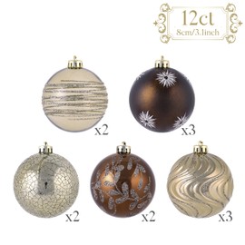 Valery Madelyn Christmas Tree Decorations Copper Baubles,12pcs 8cm Bronze Luxury Shatterproof Ball Ornaments for Tree Decorations, Hanging Gifts