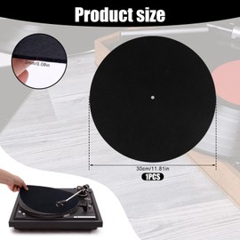 Vinyl Record Mat, 30 cm Black Felt Turntable Mat, Non-Slip and Antistatic Turntable Mat, Protection Turntable Slipmat Made of Wool for Home Record Players