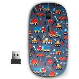 2.4G Ergonomic Portable USB Wireless Mouse for PC, Laptop, Computer, Notebook with Nano Receiver ( Under Construction Crane Trucks )