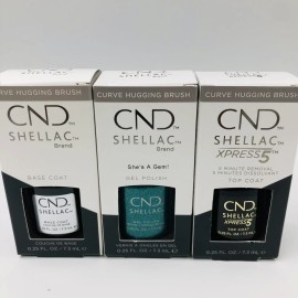 CND Shellac UV/LED Xpress5 Gel Top Coat Base Coat & She’s A Gem! 0.25oz SET OF 3