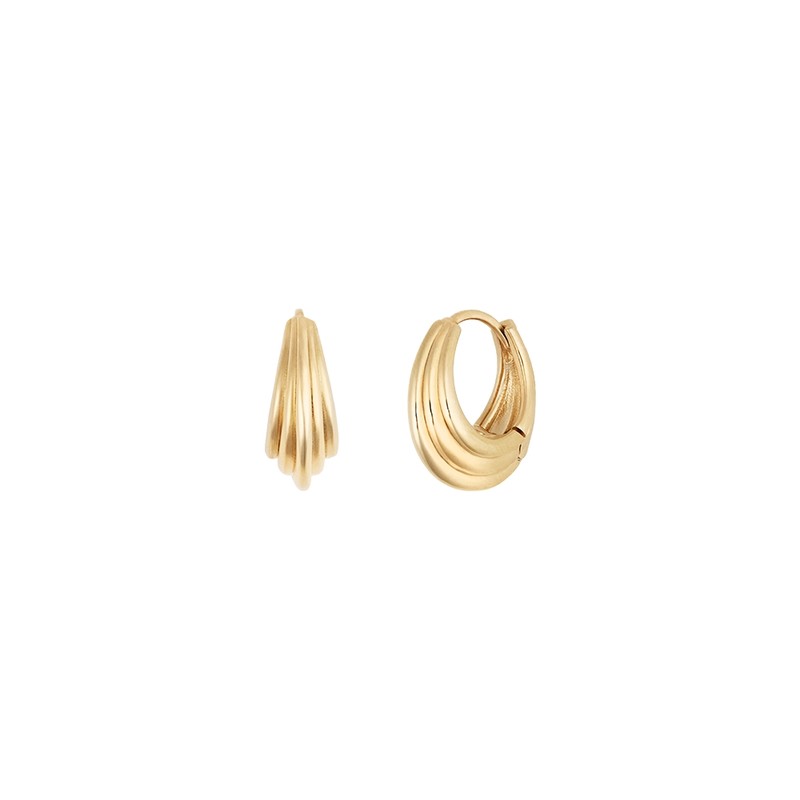 Gold&Deer 14K Goldfield Rubian Line One-Touch Earrings Yellow Gold /